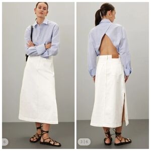 7 For All Mankind Midi Denim Skirt Women's 30 White Maxi Skirt